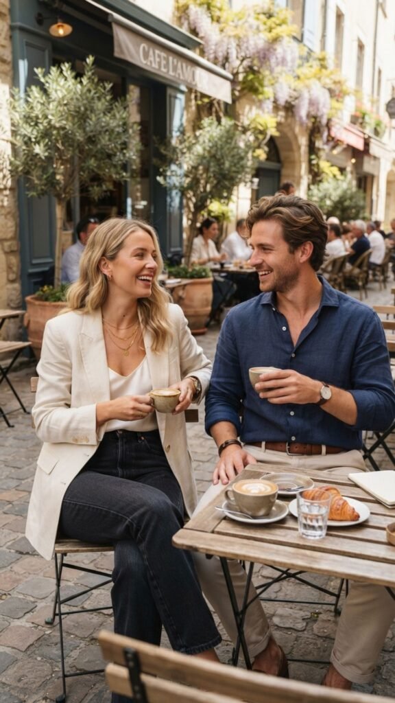 Coordinated linen shorts and a matching top for a casual, chic summer brunch outfit.