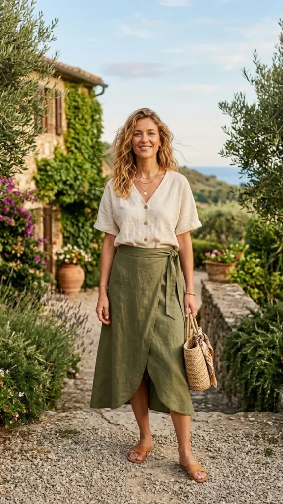 Linen Top + Wrap Skirt