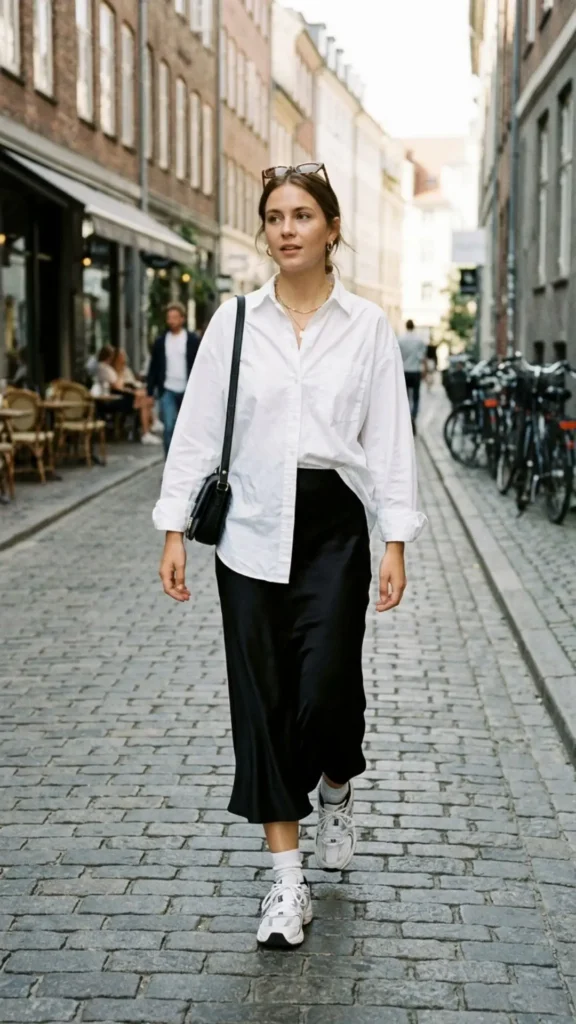 Oversized Shirt + Slip Skirt